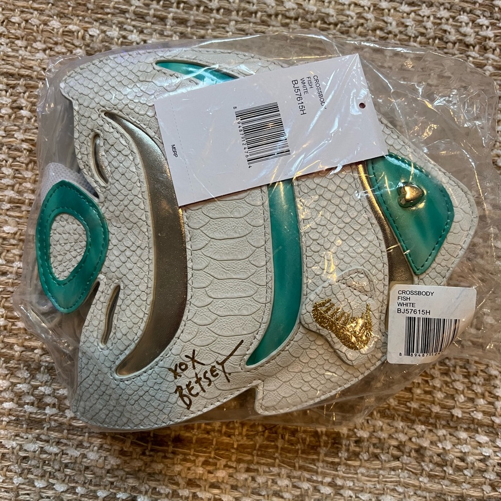 New! BETSEY JOHNSON Plenty of Fish in the Sea Angel Crossbody Shoulder Bag Purse